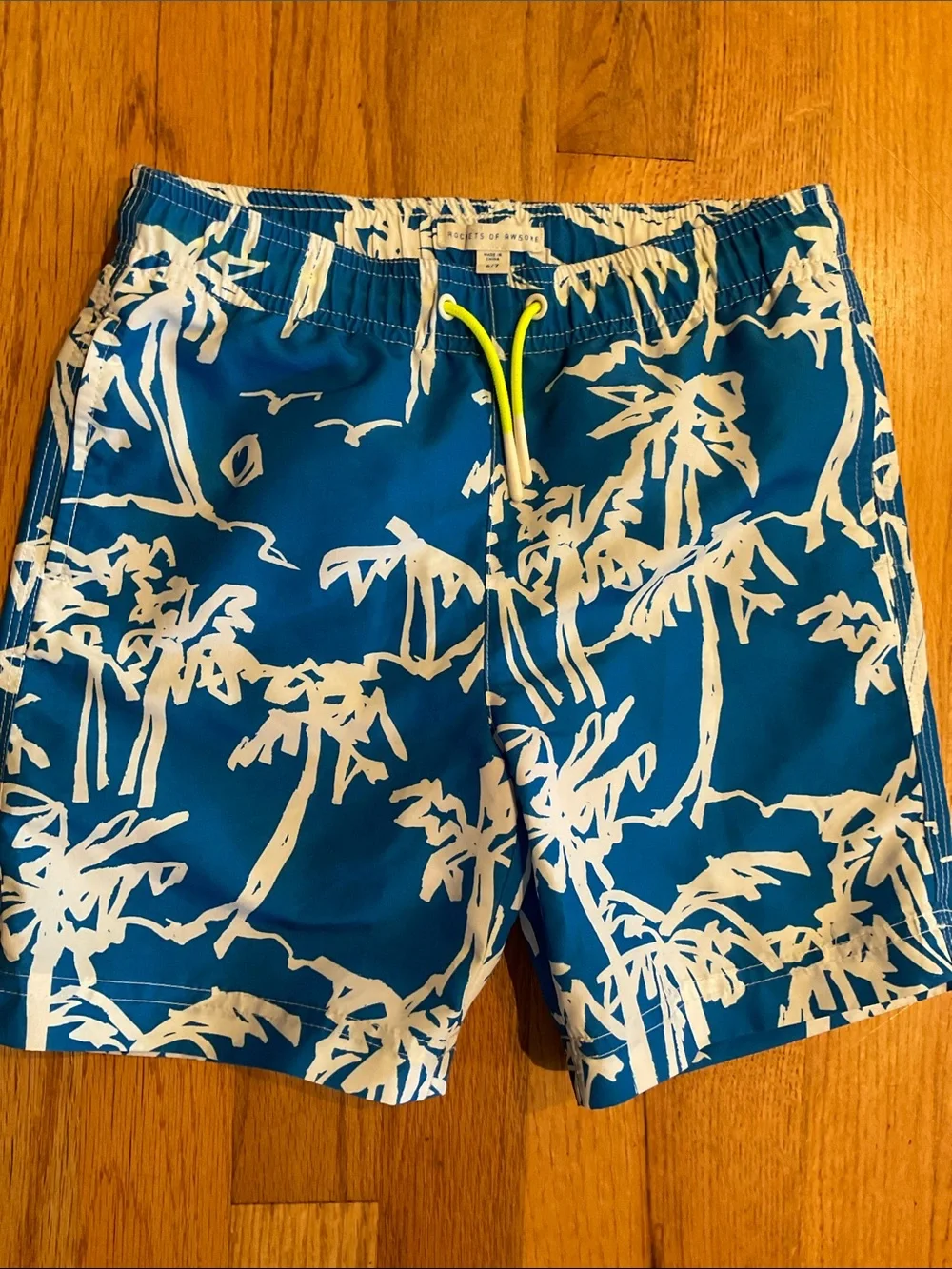 Rockets of Awesome -  Swim Trunks - Blue/White - Boy’s Size 6/7 - Swimwear